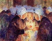 Three Breton Girls Lighting their Candles before the Process - 费迪南德·卢瓦扬